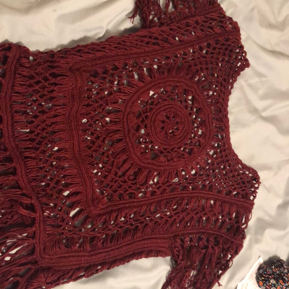 Burgundy see through shirt